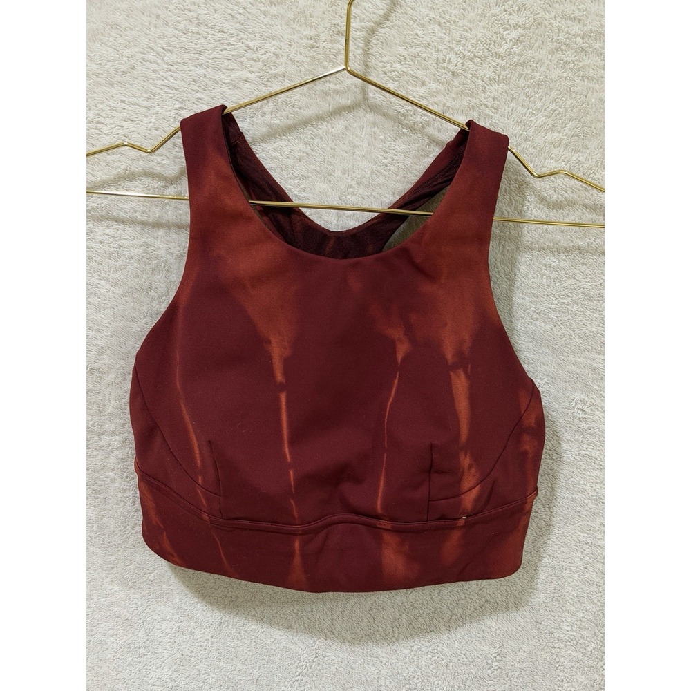 Lululemon Wunder Train Longline Sports Bra Sz 10 Rust TieDye NotPadded Racerback